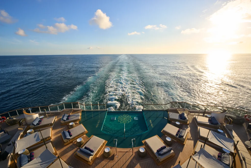 The astern pool aboard Explora II, one of four pools on the ship
